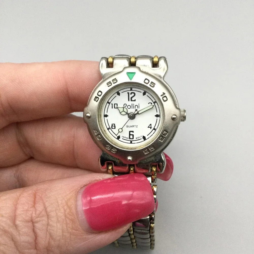 Polini Womens Watch 27mm Two Tone Steel Bracelet Sport New Battery 7